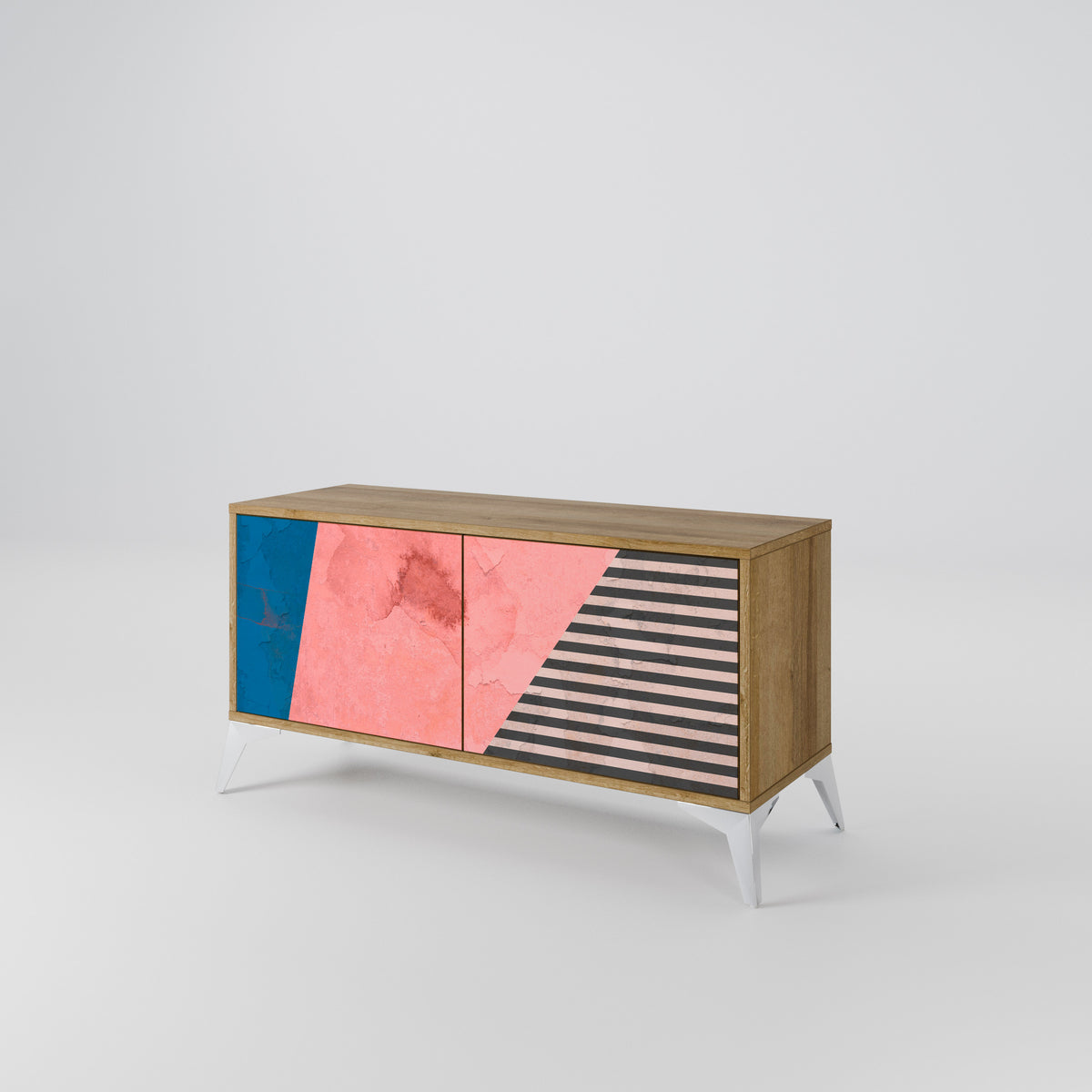 GLAMOROUS STRIPE Kompakt TV-bänk med 2 dörrar