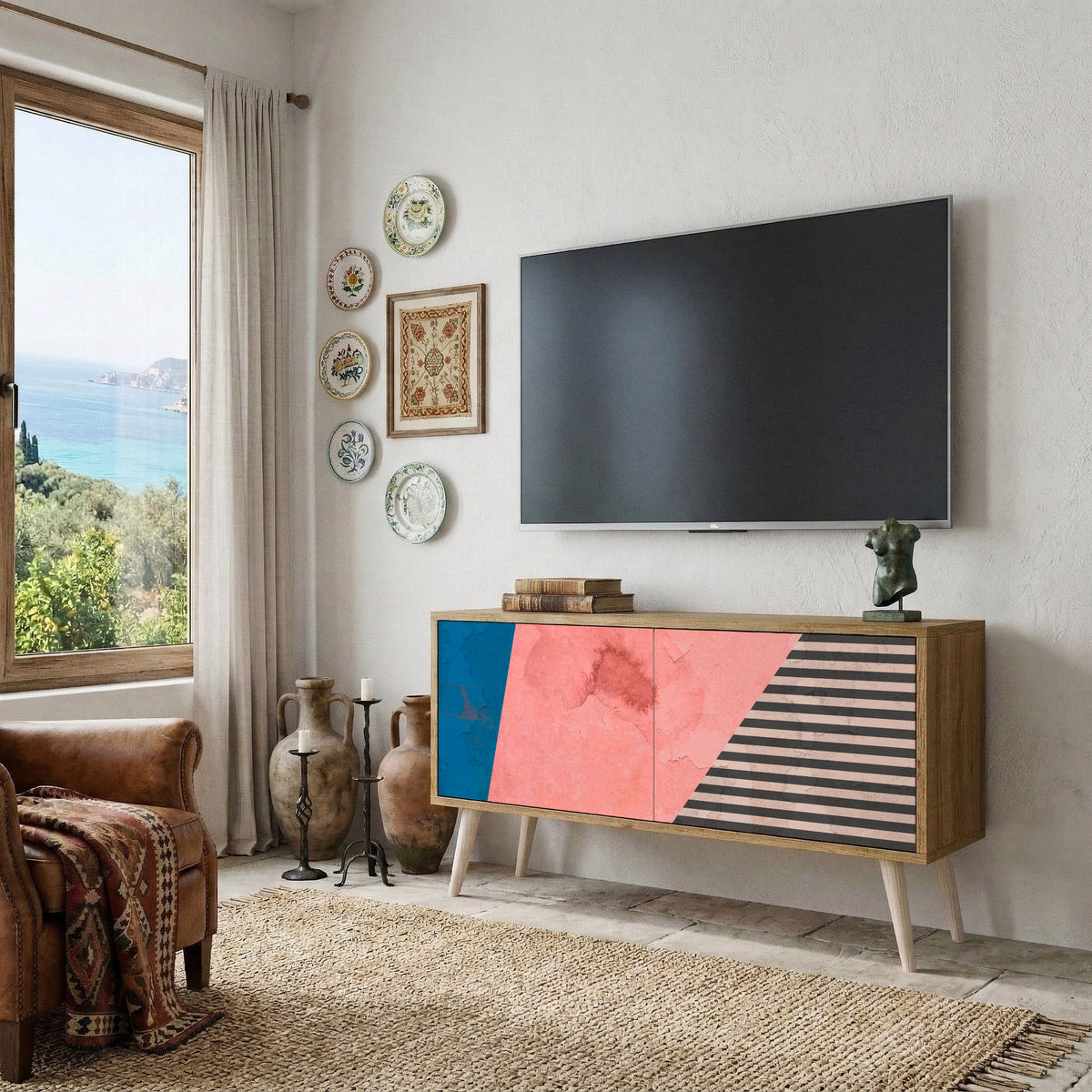 GLAMOROUS STRIPE Mobile TV Compatto a 2 Ante