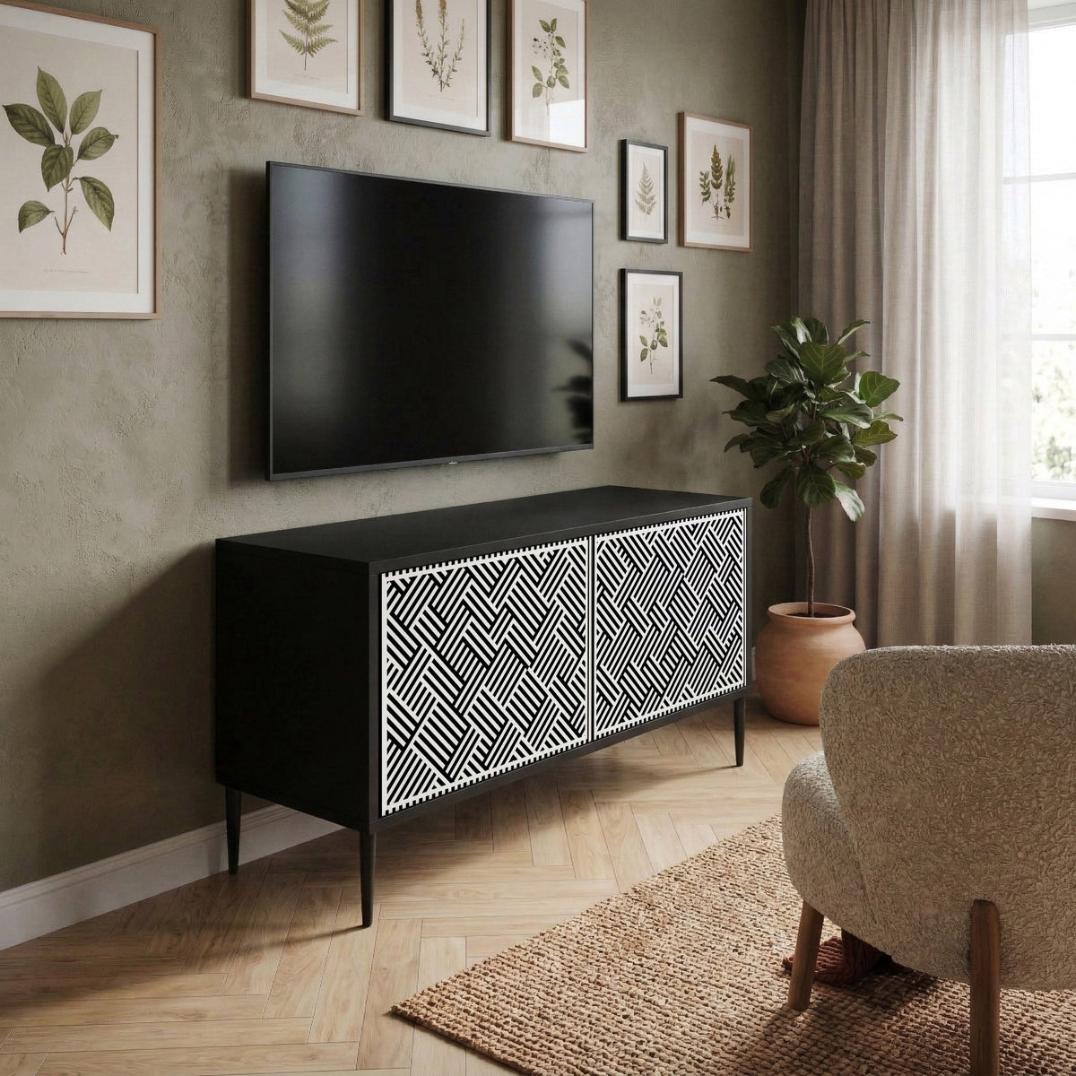 TEMPORARY SEQUENCE Kompakt TV-bänk med 2 dörrar