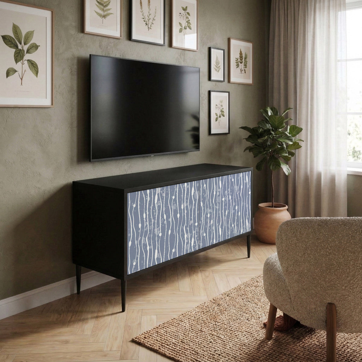 GRAPHITE RAIN Móvel de TV Compacto de 2 Portas