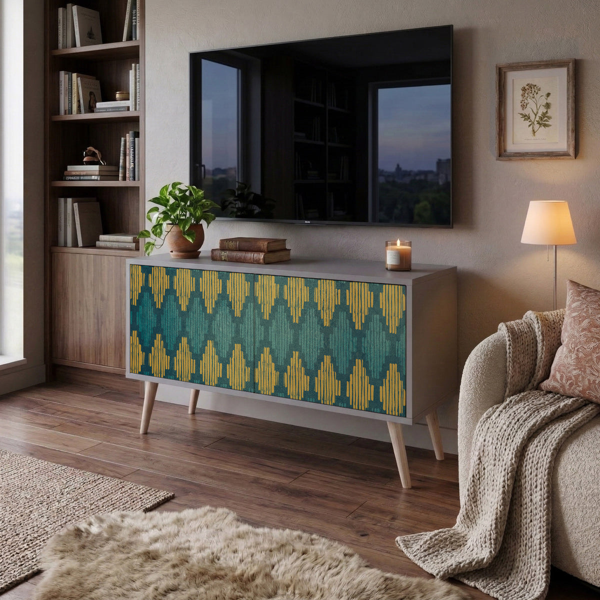 POLYGONS Compact 2-Door TV Cabinet