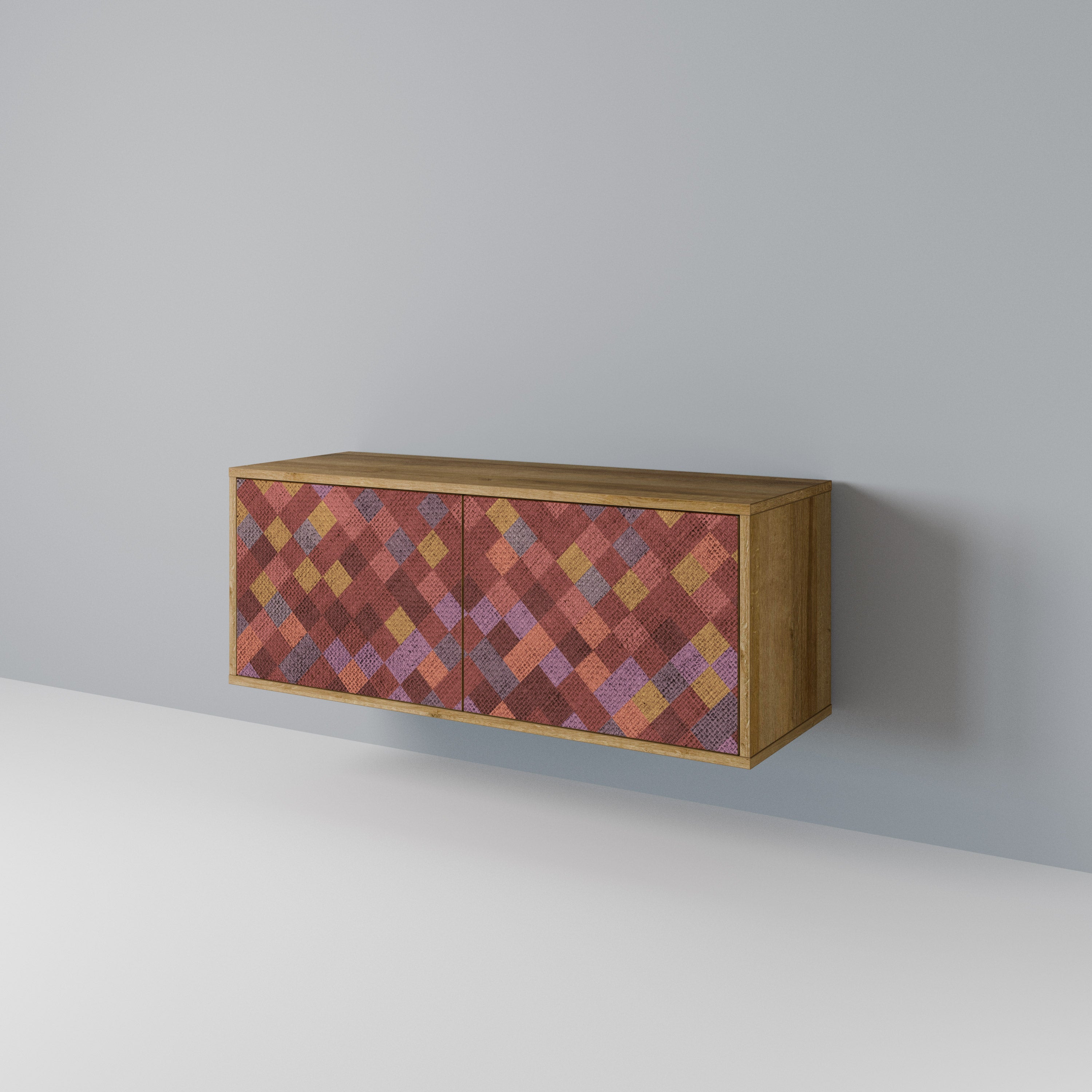 PAINTED SQUARES Kompakt TV-bänk med 2 dörrar