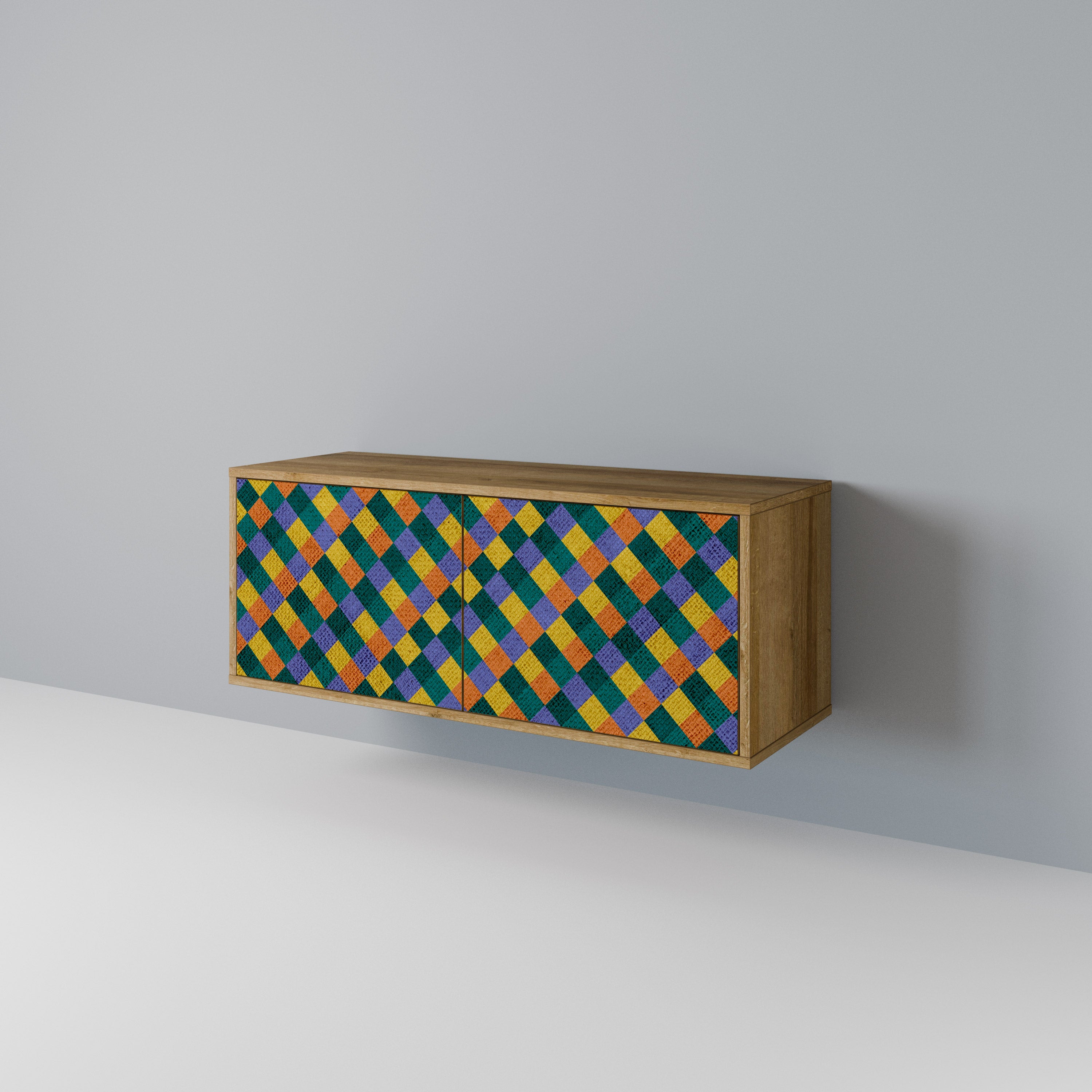 PAINTED SQUARES MIX Kompakt TV-bänk med 2 dörrar