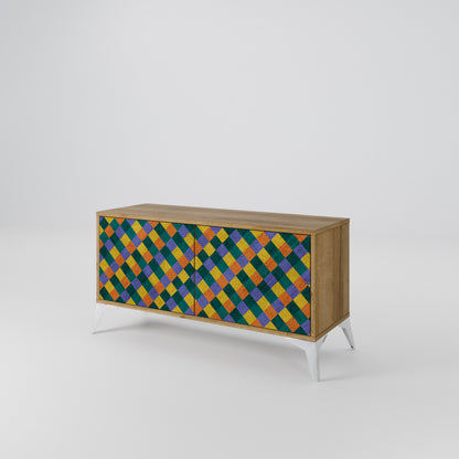 PAINTED SQUARES MIX Mueble de TV Compacto de 2 puertas