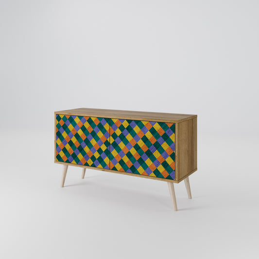 PAINTED SQUARES MIX Kompakt TV-bänk med 2 dörrar