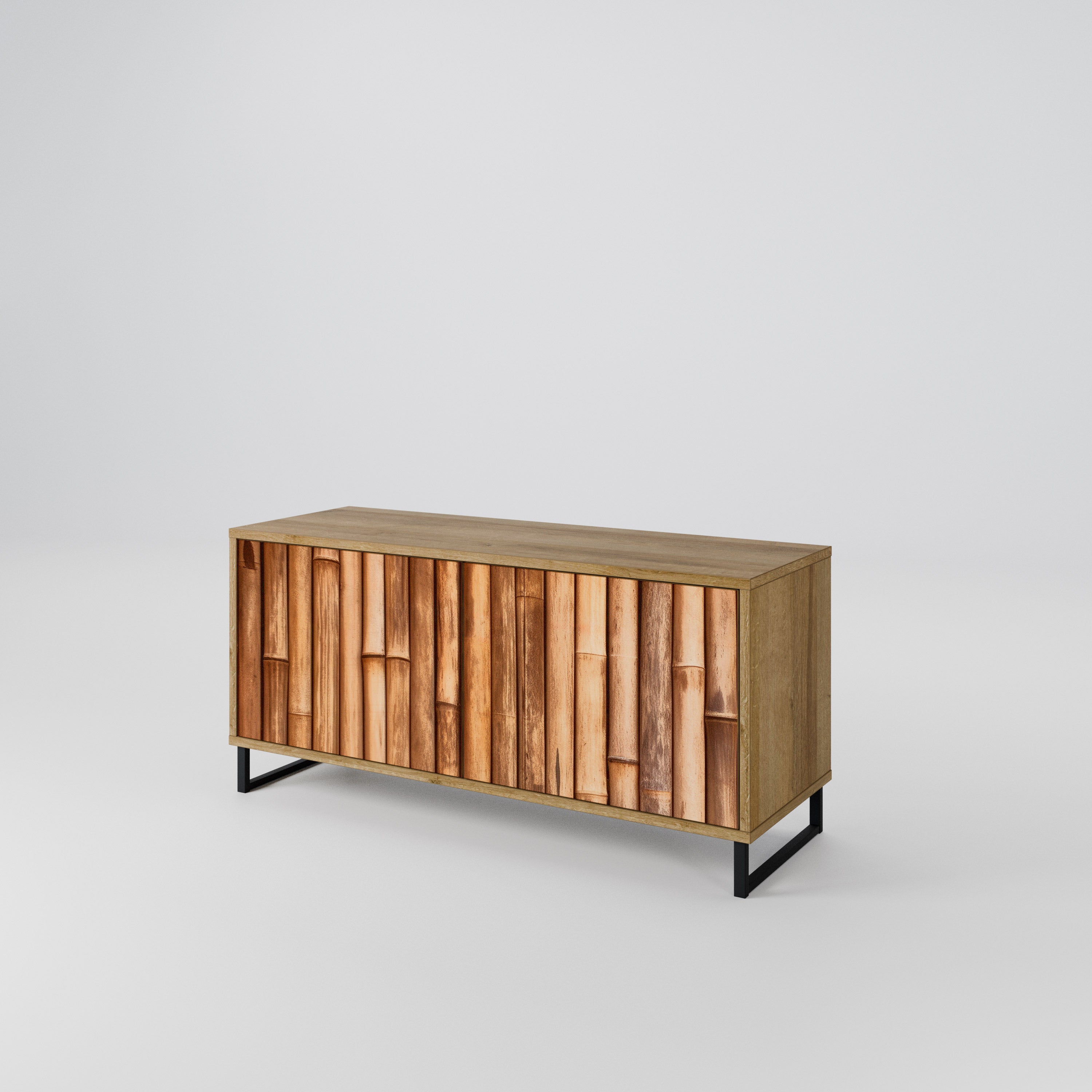 NATURAL WOOD Kompakt TV-bänk med 2 dörrar