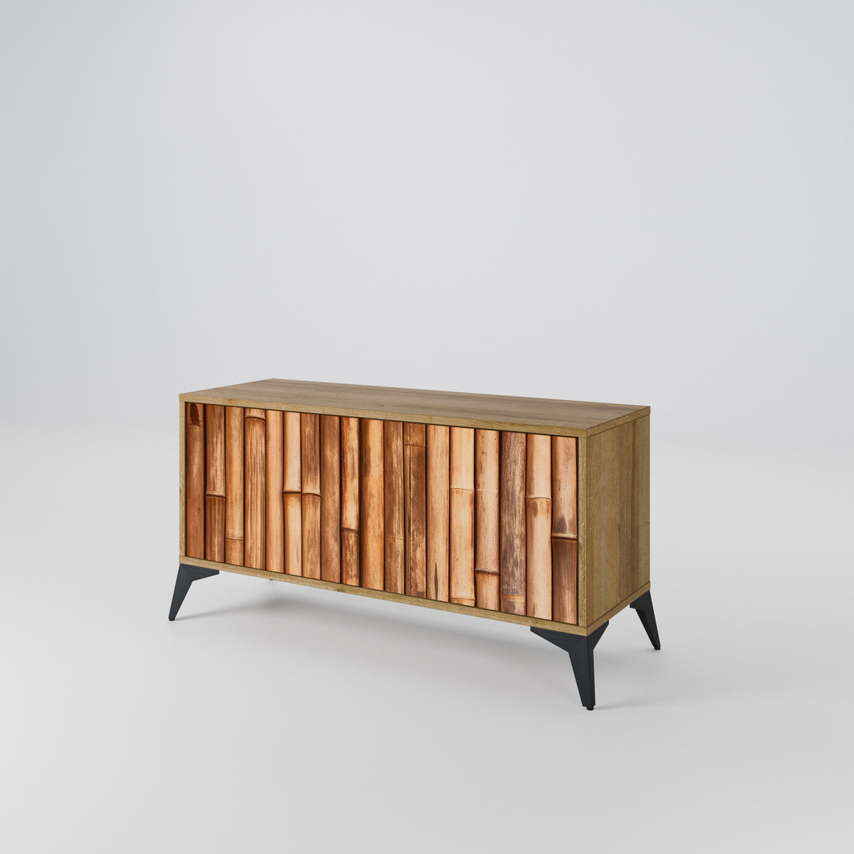 NATURAL WOOD Mueble de TV Compacto de 2 puertas