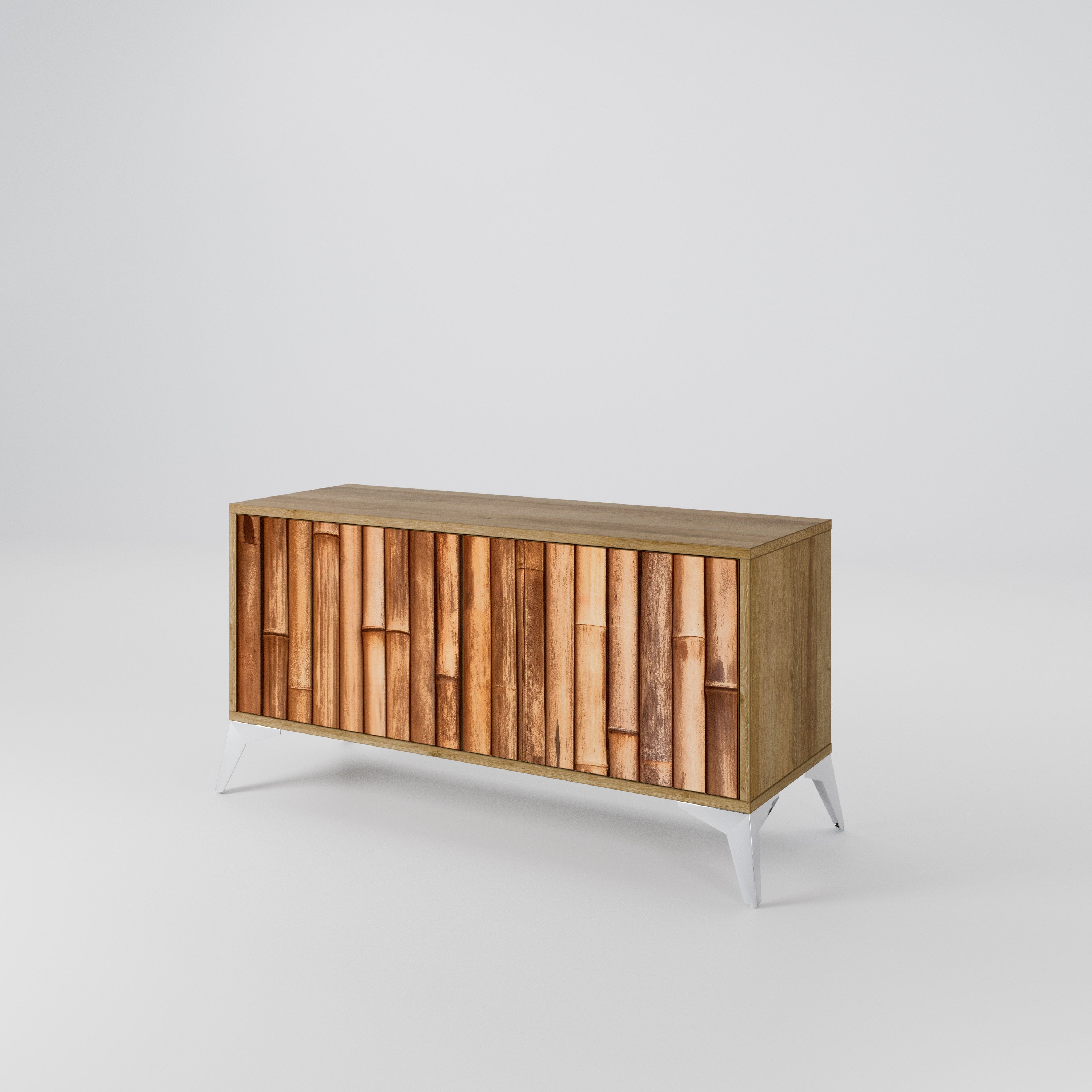 NATURAL WOOD Kompakt TV-bänk med 2 dörrar