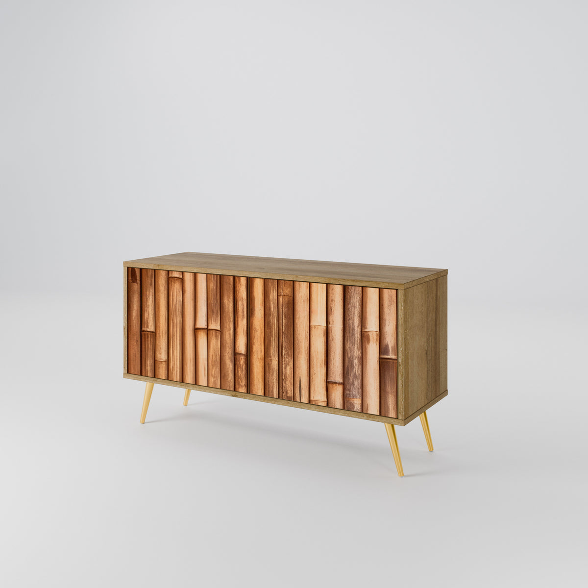 NATURAL WOOD Mueble de TV Compacto de 2 puertas
