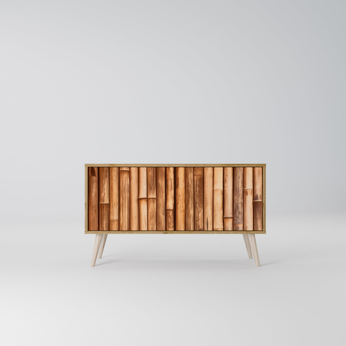 NATURAL WOOD Mueble de TV Compacto de 2 puertas