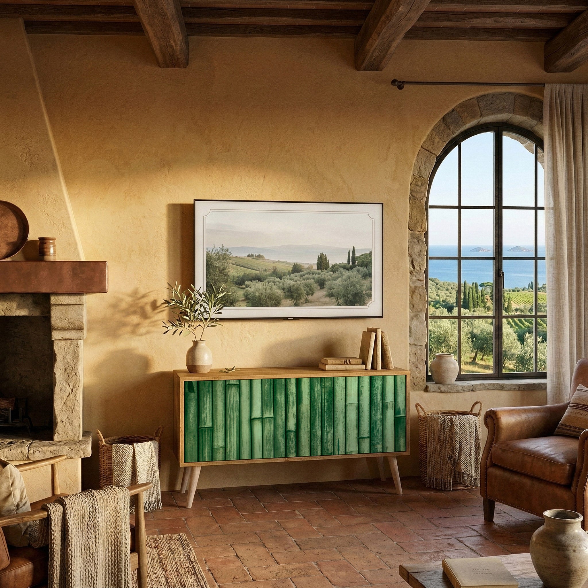 NATURAL GREEN Kompaktes 2-türiges TV-Lowboard