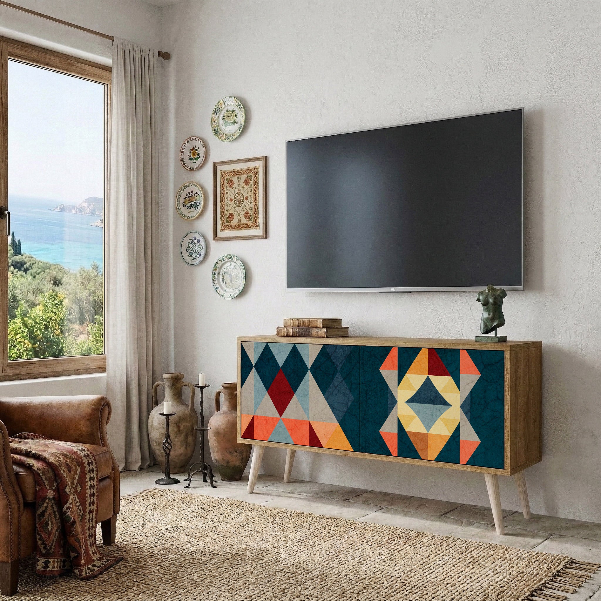 CRACKED ILLUSION Móvel de TV Compacto de 2 Portas