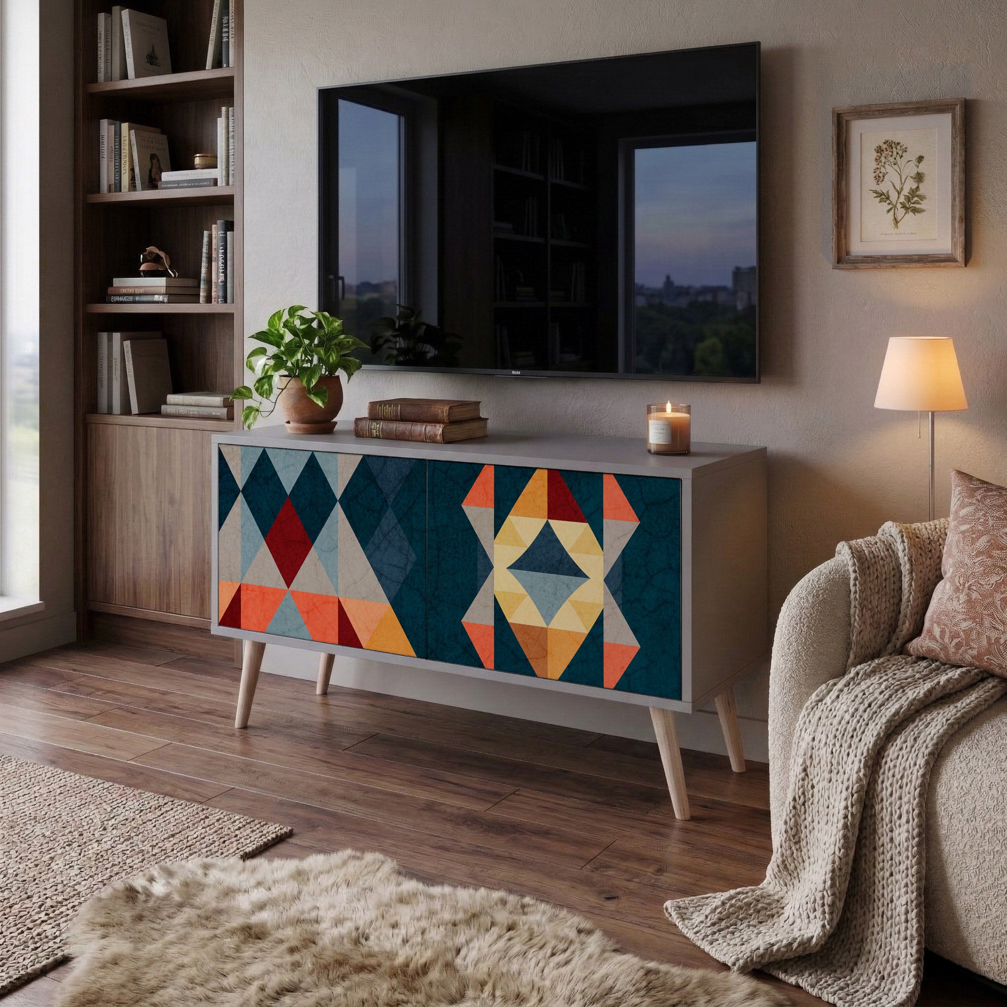 CRACKED ILLUSION Móvel de TV Compacto de 2 Portas