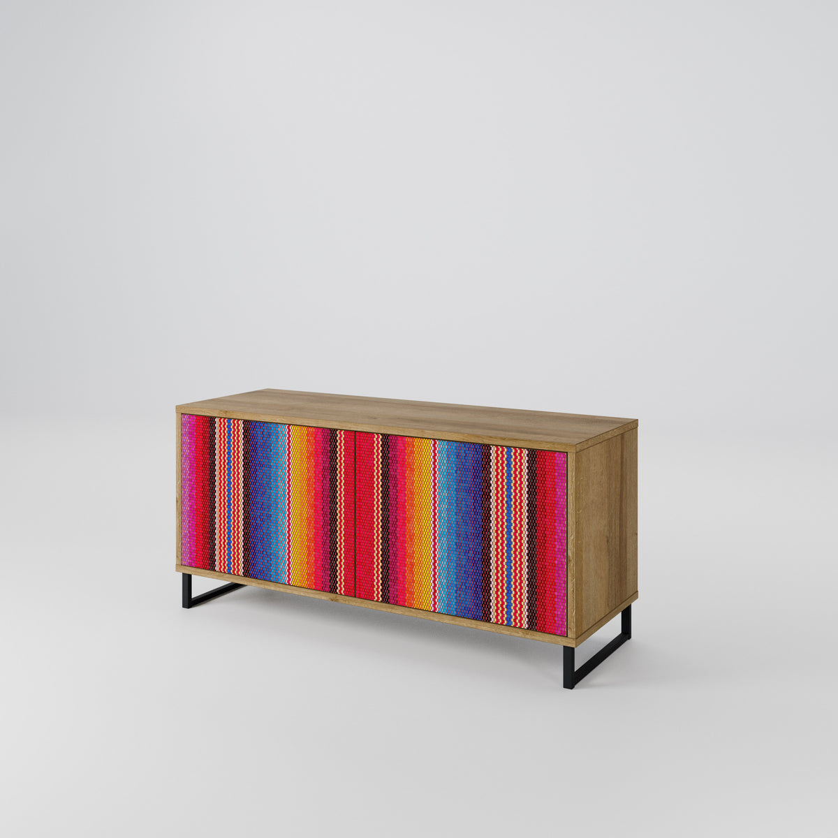 ETHNIC MEXICAN Mueble de TV Compacto de 2 puertas