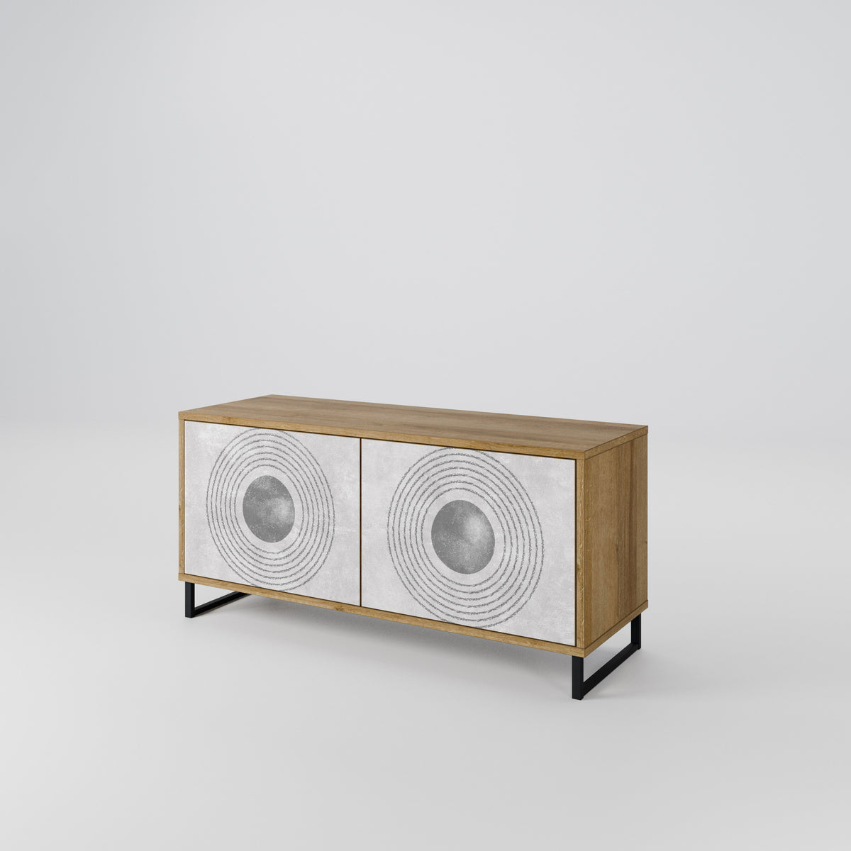 SOLID CIRCLES Kompakt TV-bänk med 2 dörrar