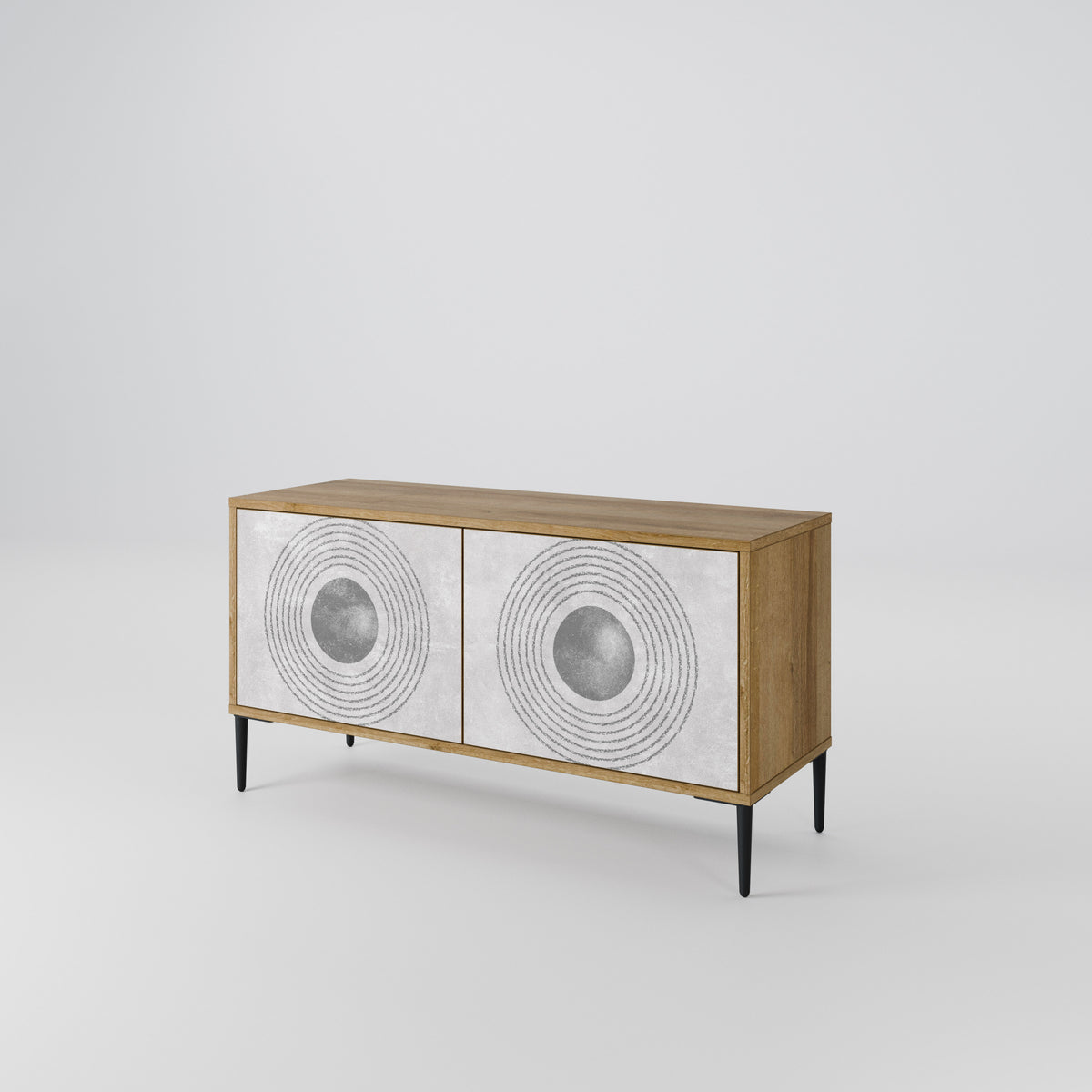 SOLID CIRCLES Kompakt TV-bänk med 2 dörrar