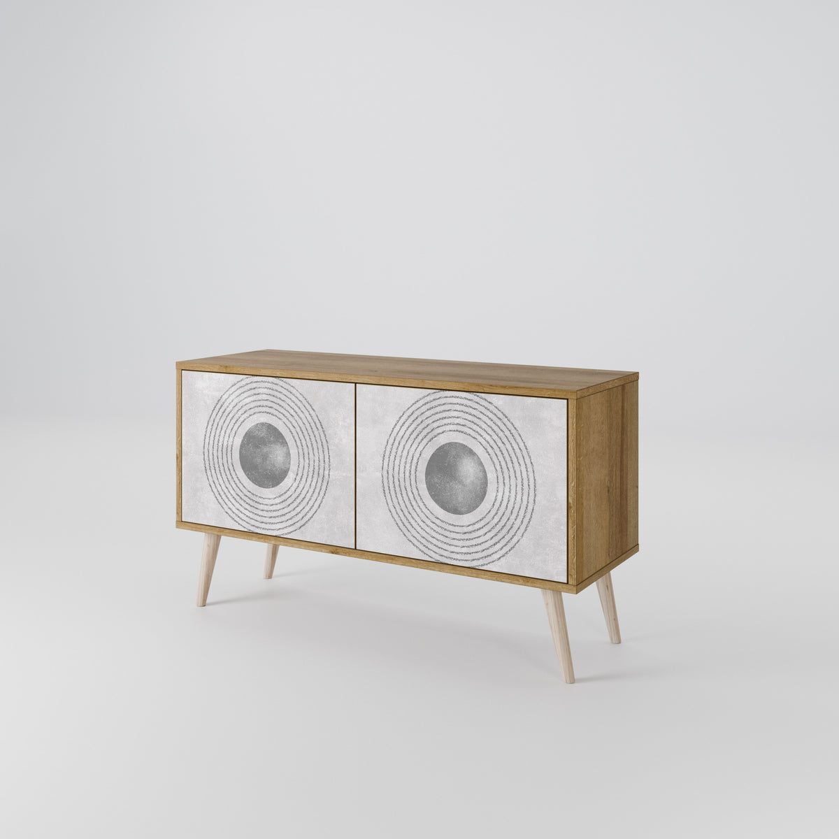 SOLID CIRCLES Kompakt TV-bänk med 2 dörrar