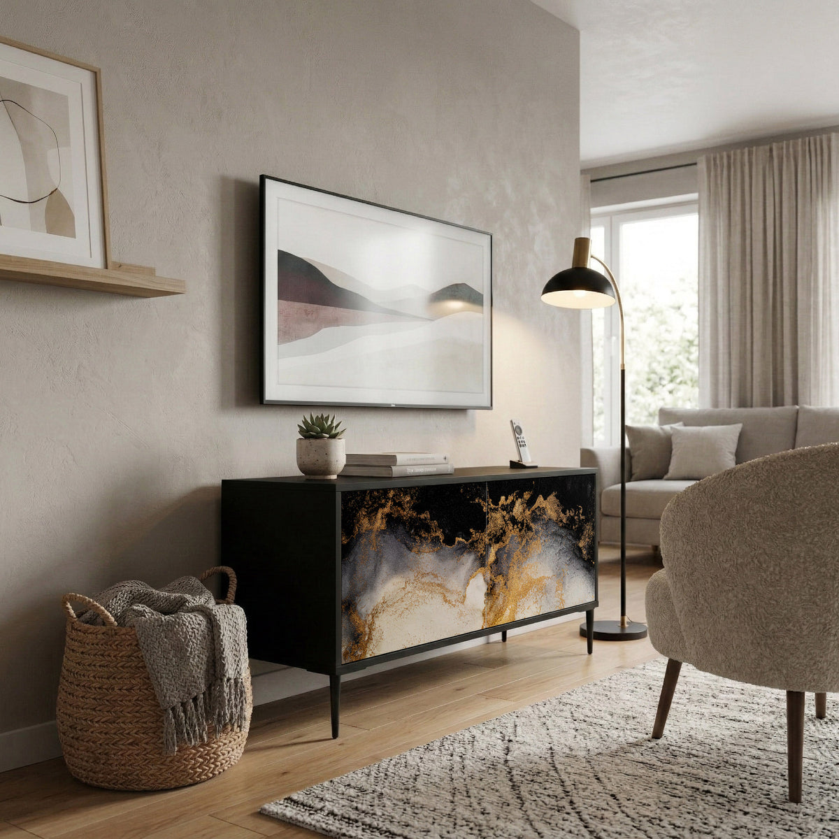 MARBLE OF TOMMORROW Kompakt TV-bänk med 2 dörrar