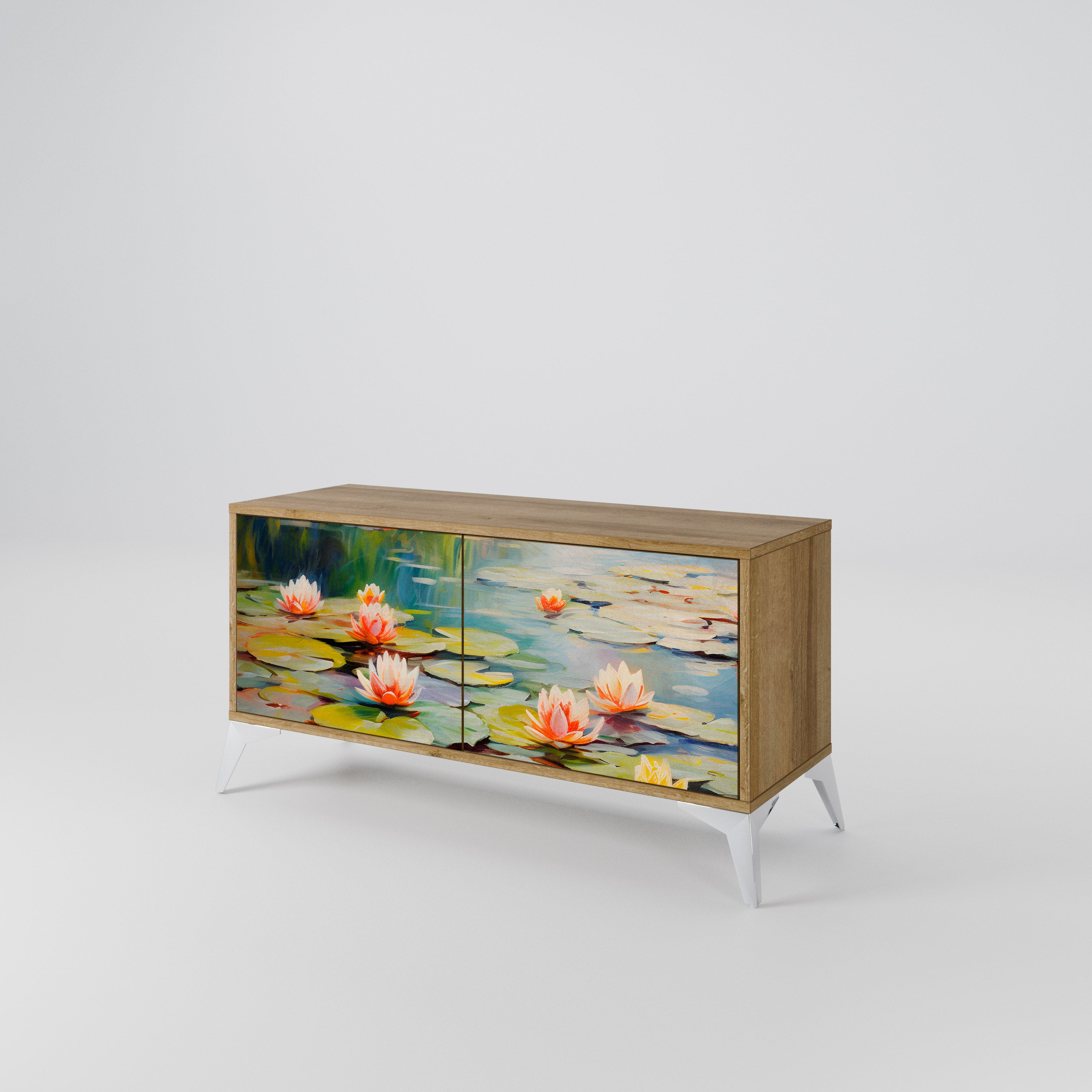 BLOOMING WATERS Compact 2-Door TV Cabinet