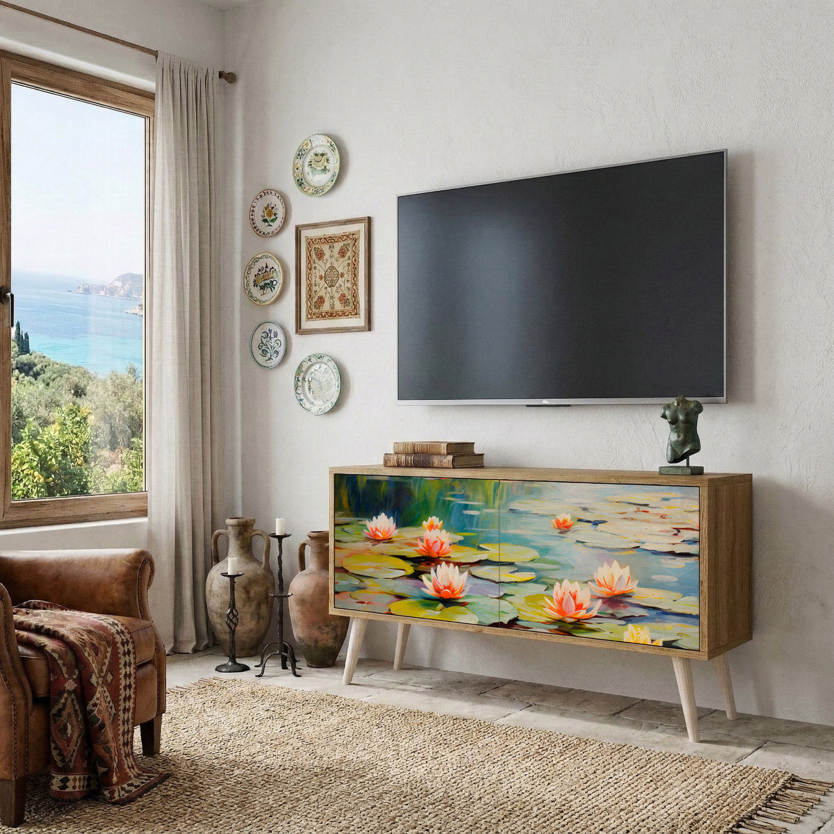 BLOOMING WATERS Mobile TV Compatto a 2 Ante