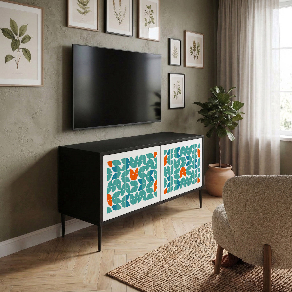 BE THE CHANGE Kompakt TV-bänk med 2 dörrar