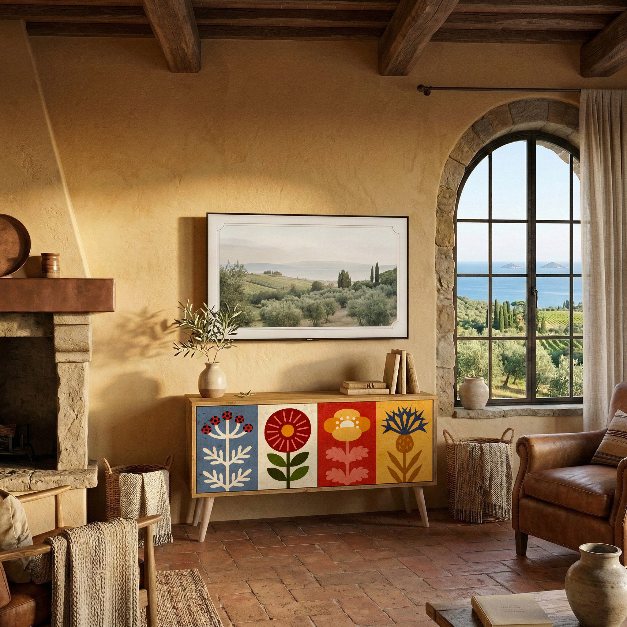 SCANDIC FLOWERET Móvel de TV Compacto de 2 Portas