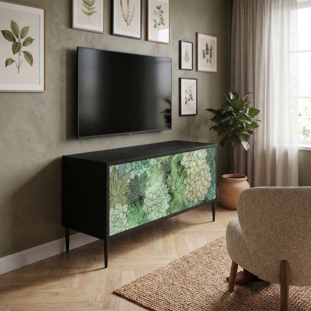 SUCCULENT CLUSTER Kompakt TV-bänk med 2 dörrar
