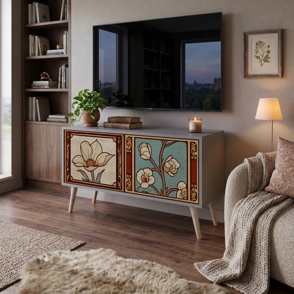TIMELESS FLORA Mobile TV Compatto a 2 Ante
