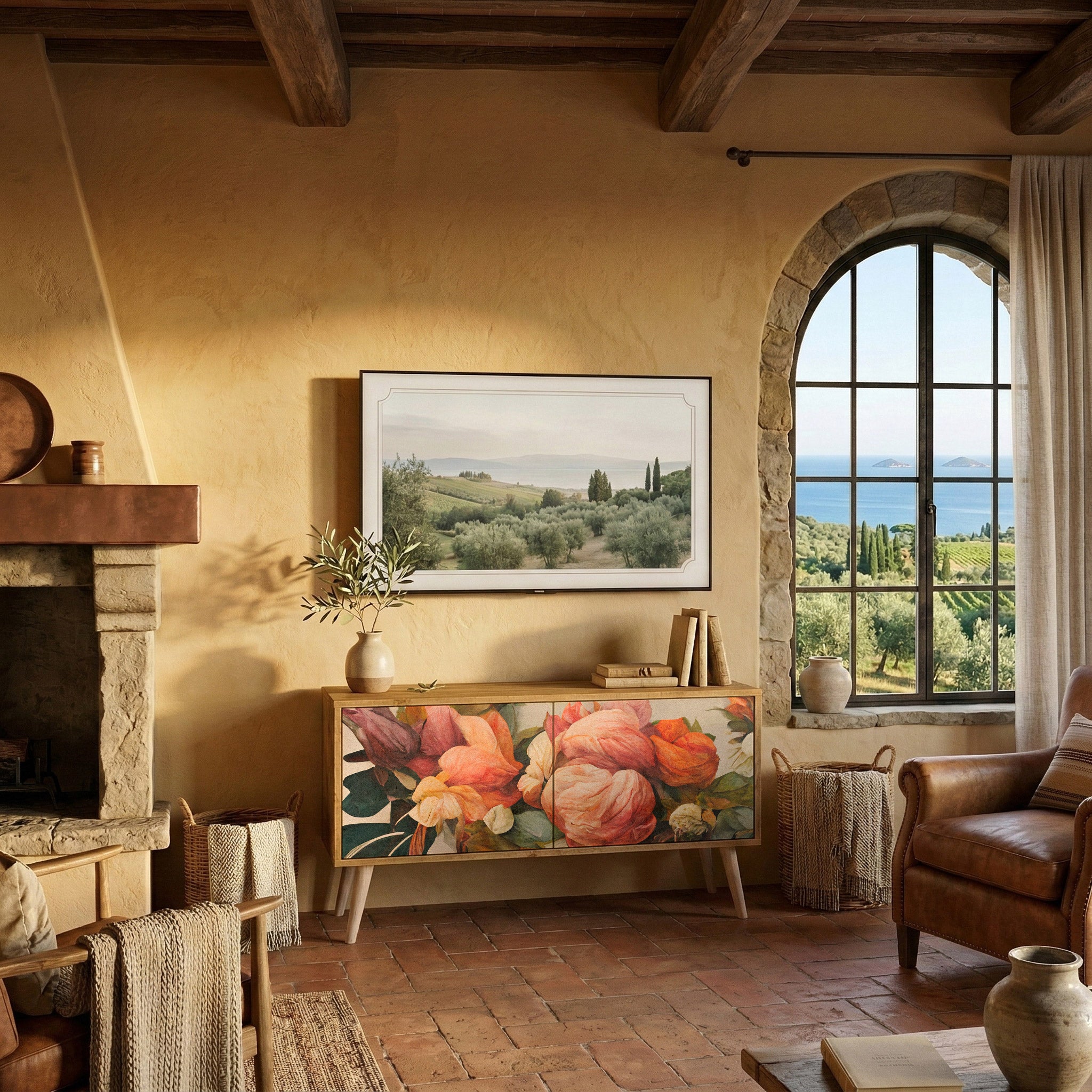 STYLISH BEAUTY Móvel de TV Compacto de 2 Portas