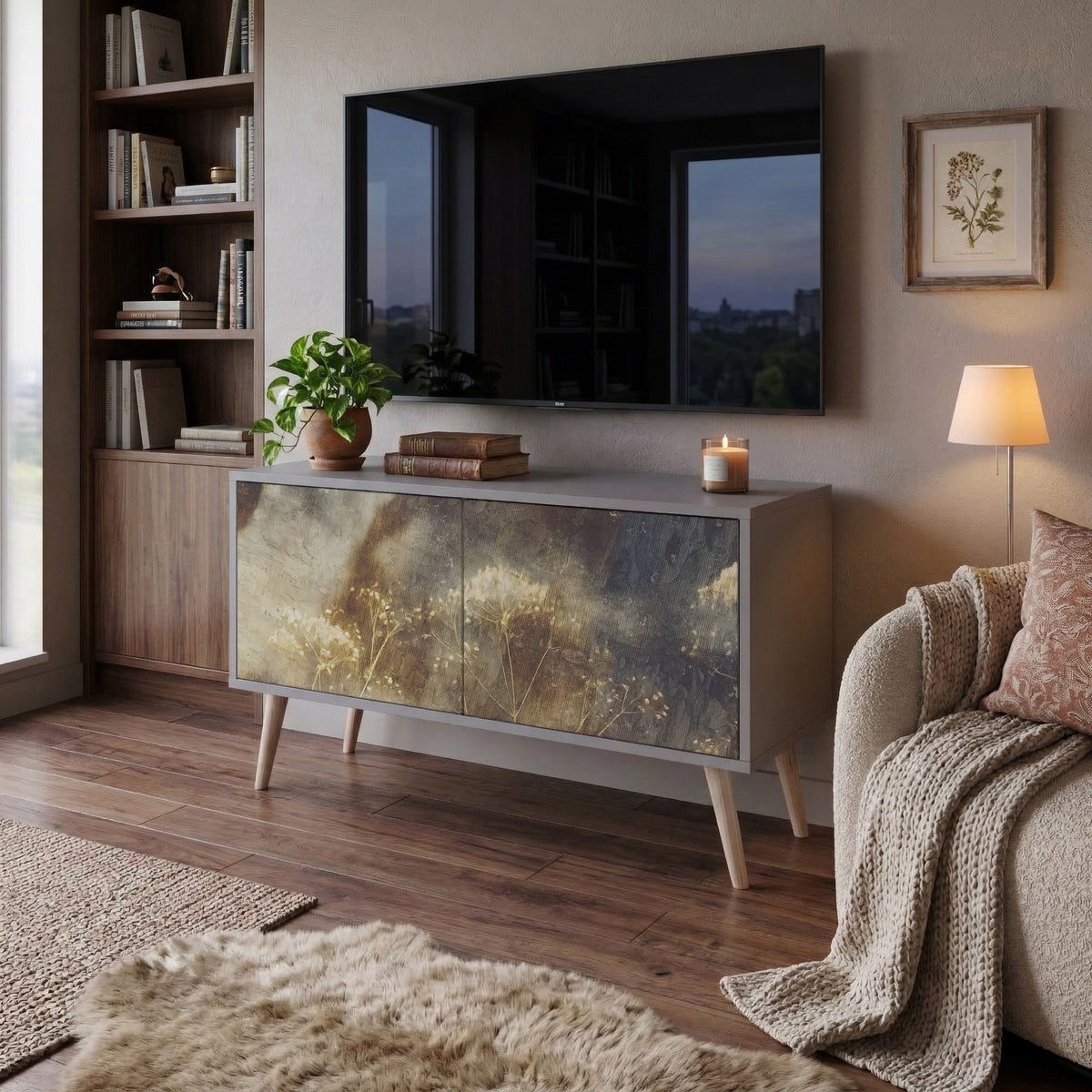 GENTLE POWER Mueble de TV Compacto de 2 puertas