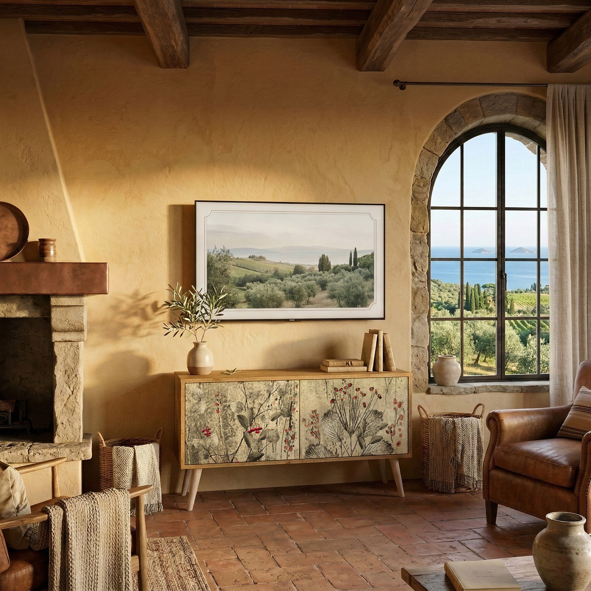 HERBAL GRACE Móvel de TV Compacto de 2 Portas