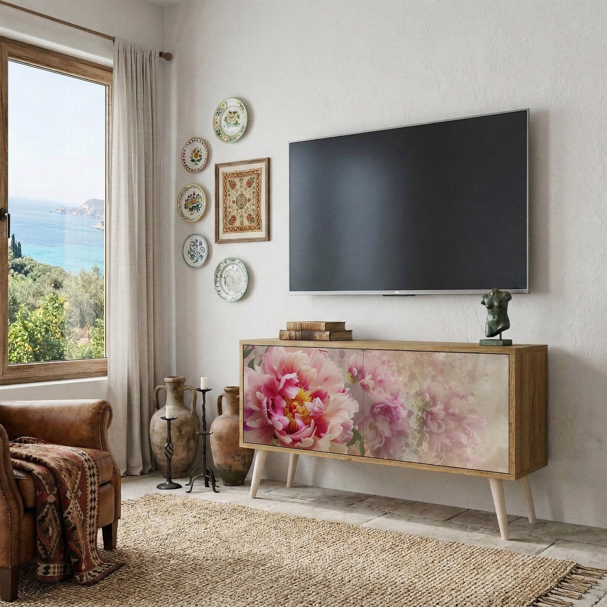 PEONY WHISPER Kompaktní dvoudveřový TV stolek