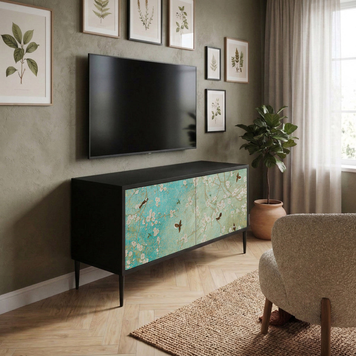 BLOOMING CHARM Kompaktní dvoudveřový TV stolek