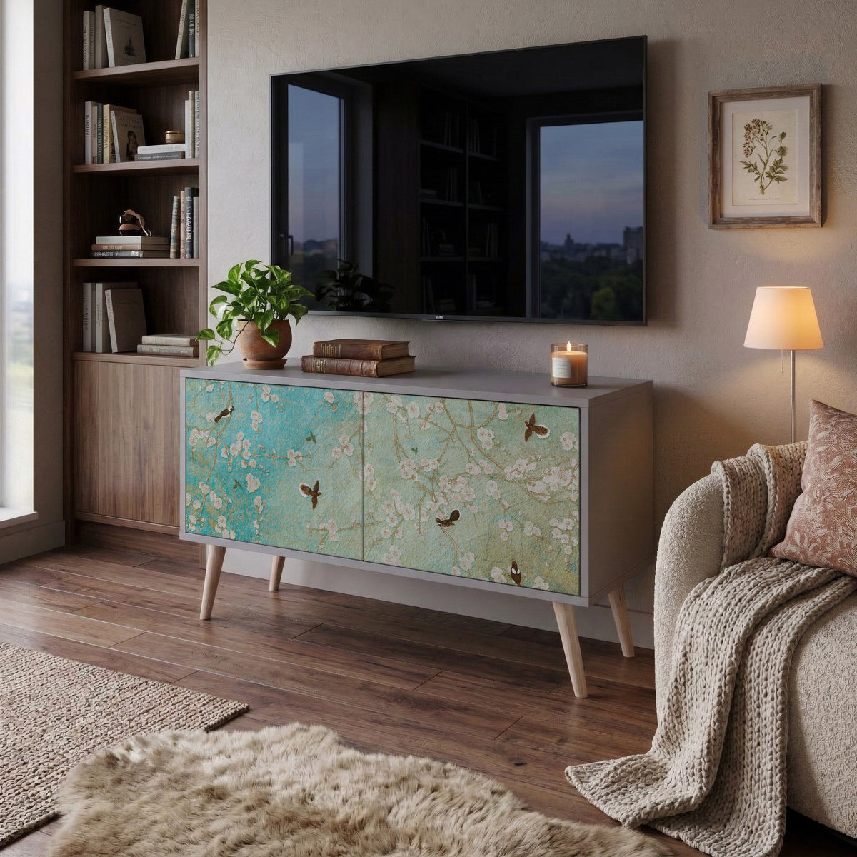 BLOOMING CHARM Kompaktní dvoudveřový TV stolek