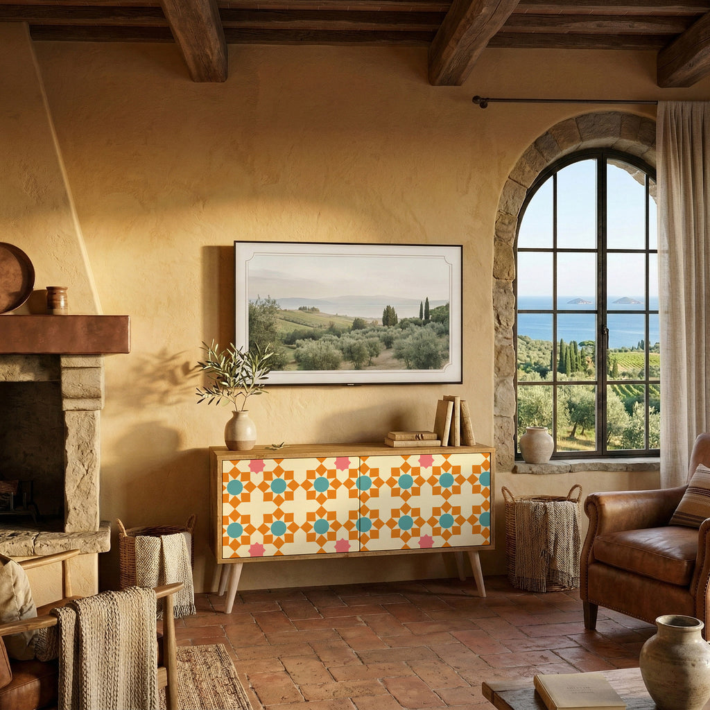 FLORAL DECOR Mobile TV Compatto a 2 Ante