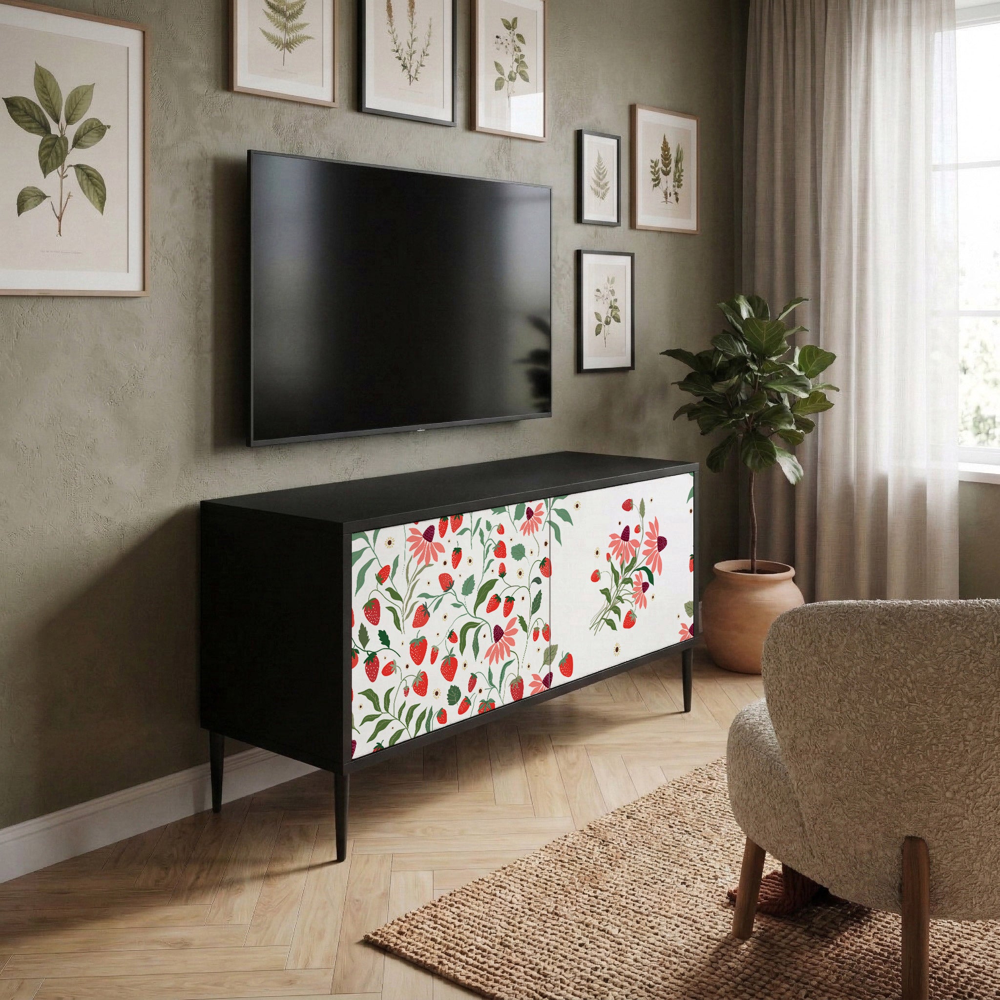 FLOWERS AND STRAWBERRIES Mobile TV Compatto a 2 Ante