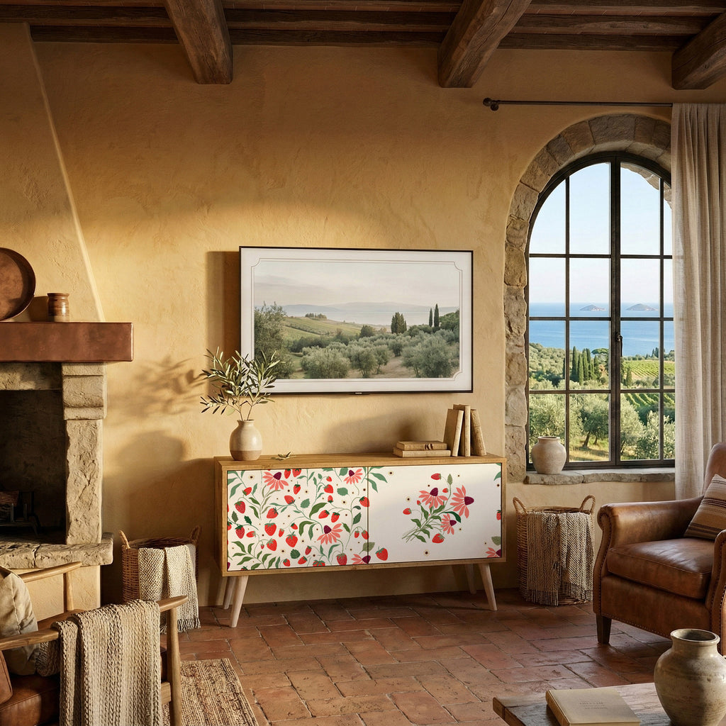 FLOWERS AND STRAWBERRIES Mobile TV Compatto a 2 Ante