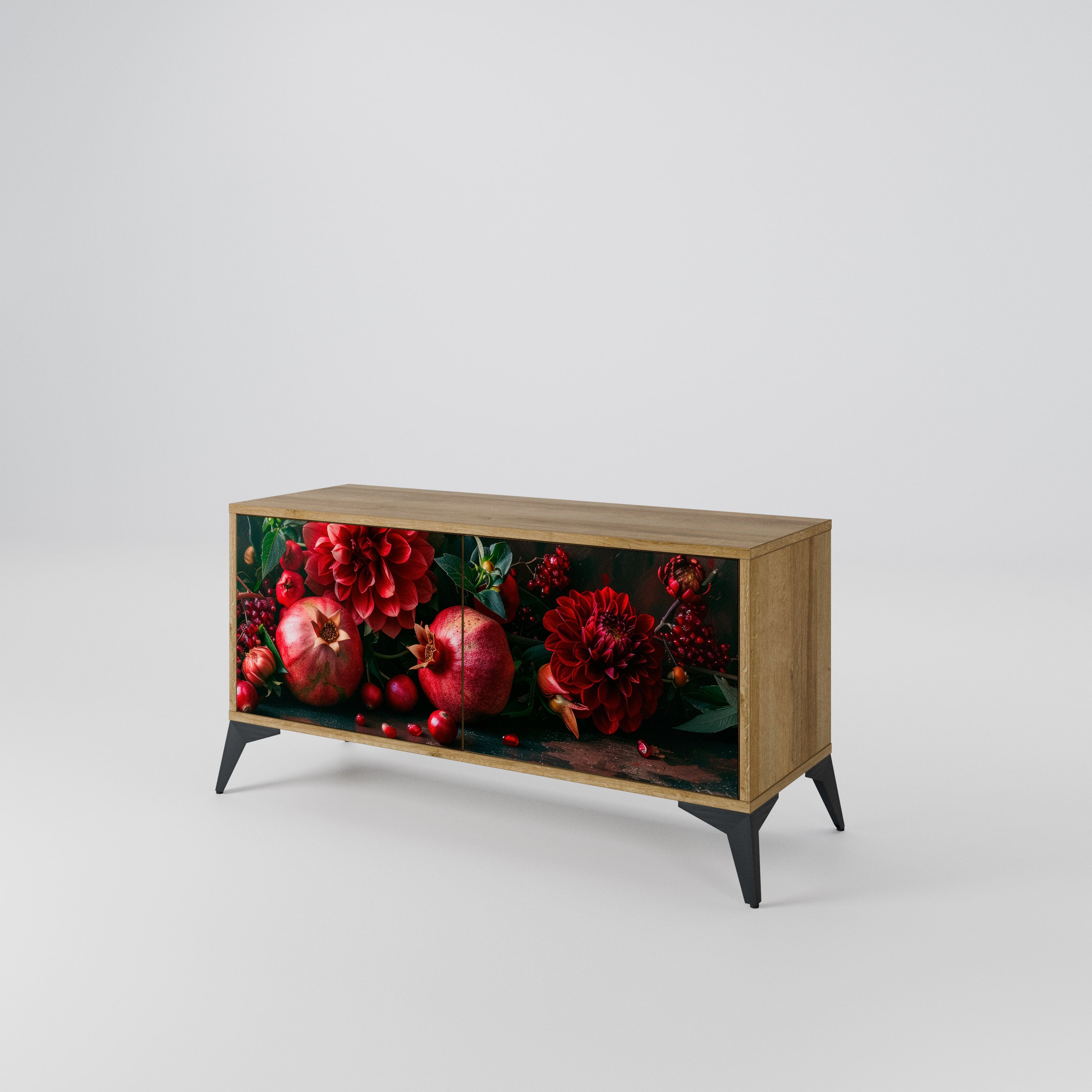 DAHLIAS AND POMEGRANATES Compact 2-Door TV Cabinet