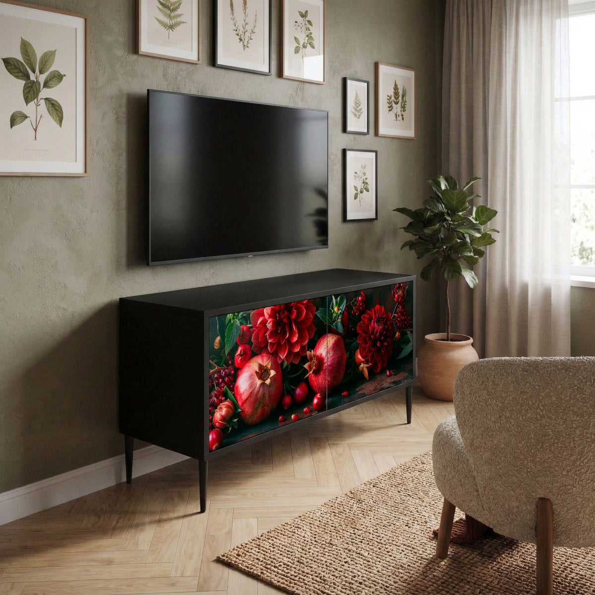 DAHLIAS AND POMEGRANATES Kompaktes 2-türiges TV-Lowboard