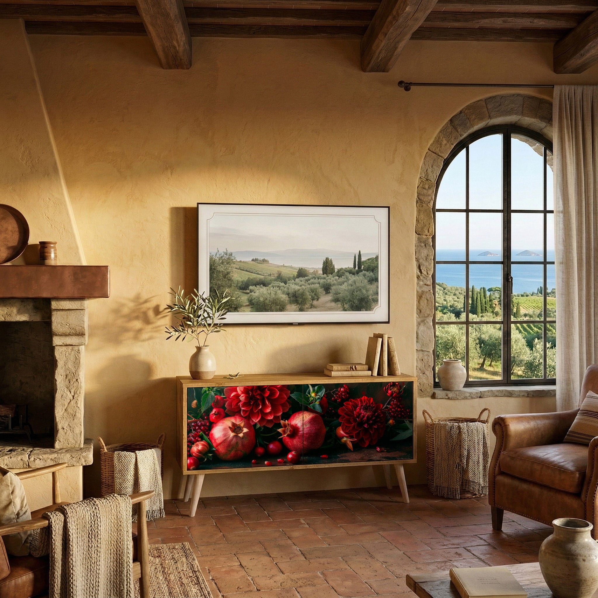 DAHLIAS AND POMEGRANATES Móvel de TV Compacto de 2 Portas