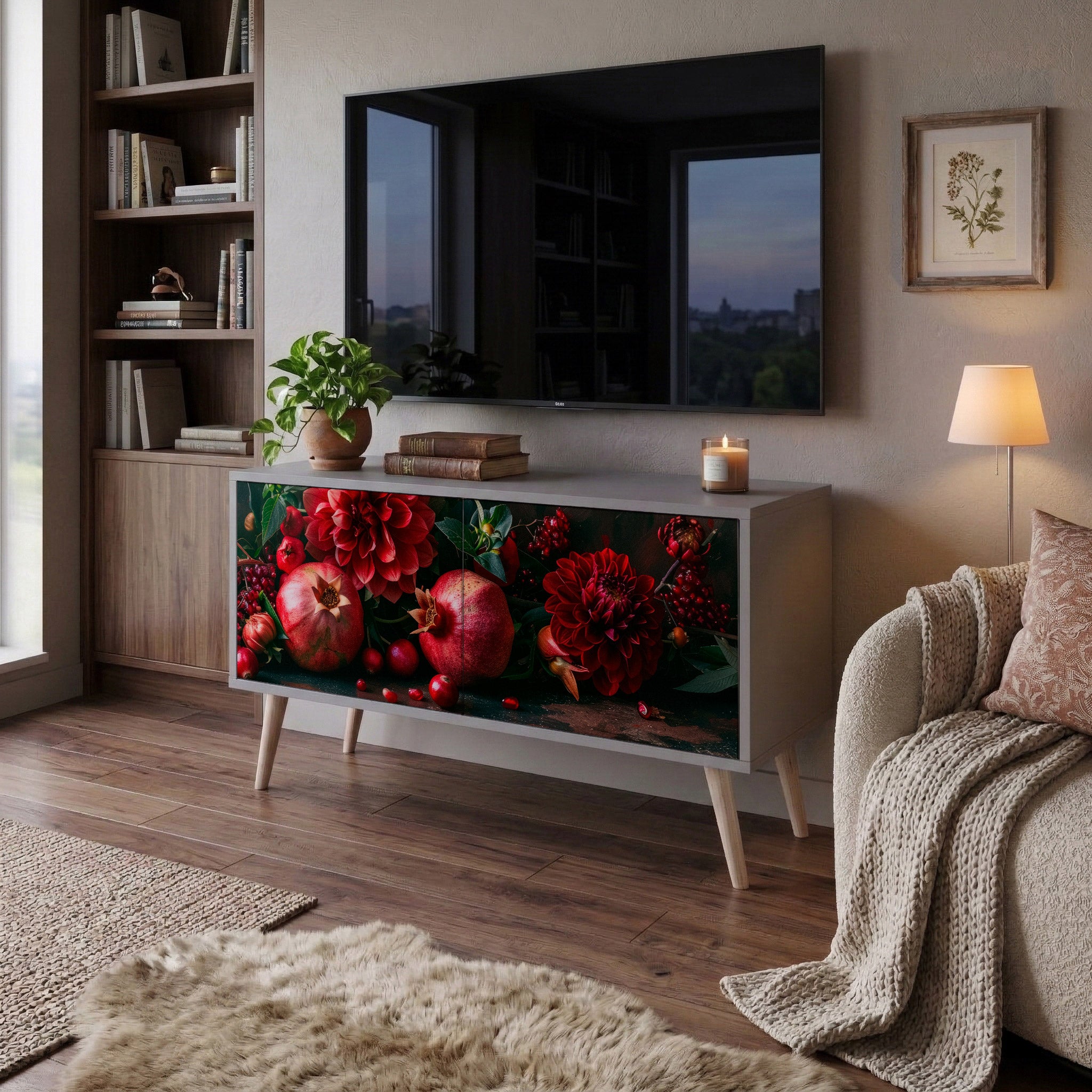 DAHLIAS AND POMEGRANATES Móvel de TV Compacto de 2 Portas