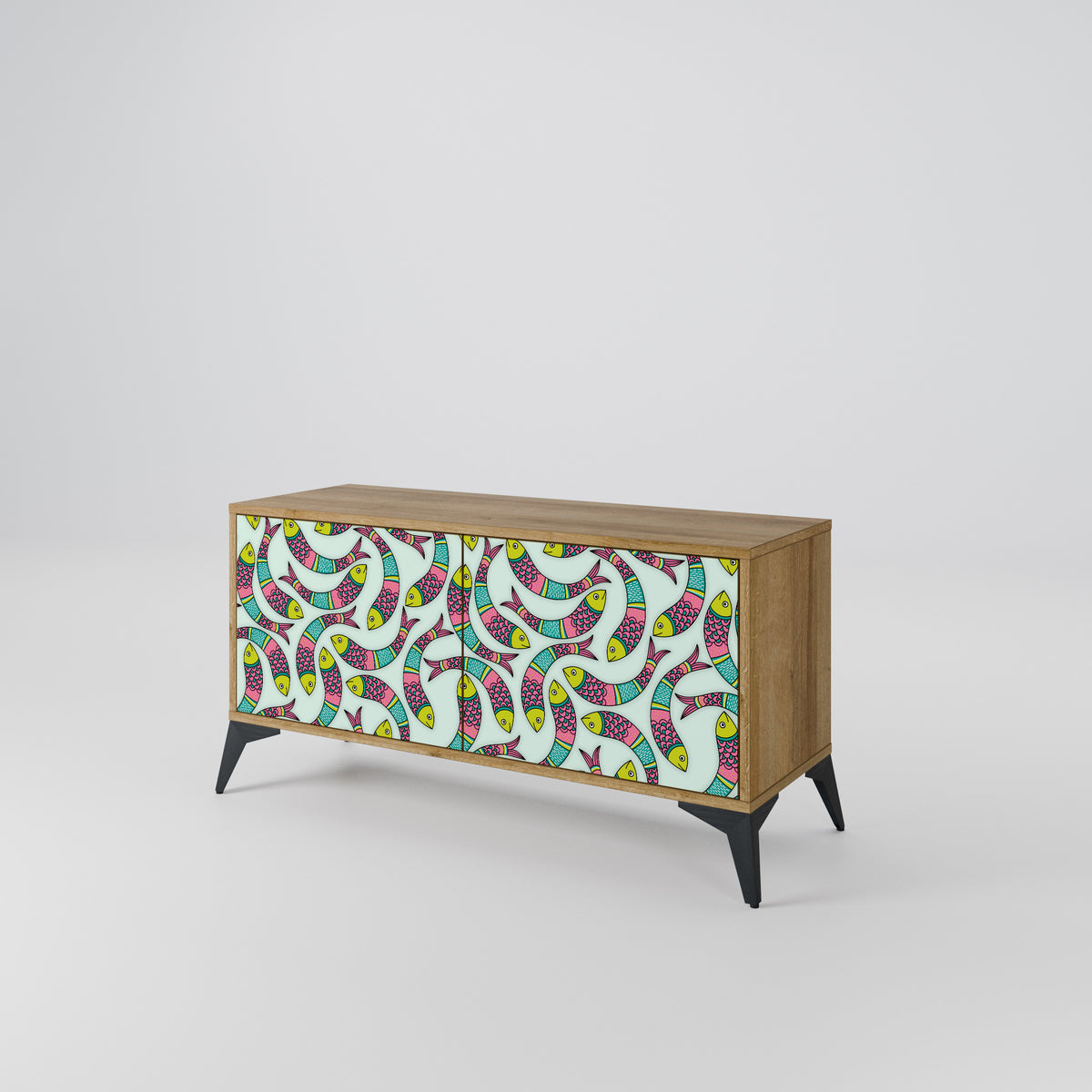 INDIAN FISH Mueble de TV Compacto de 2 puertas