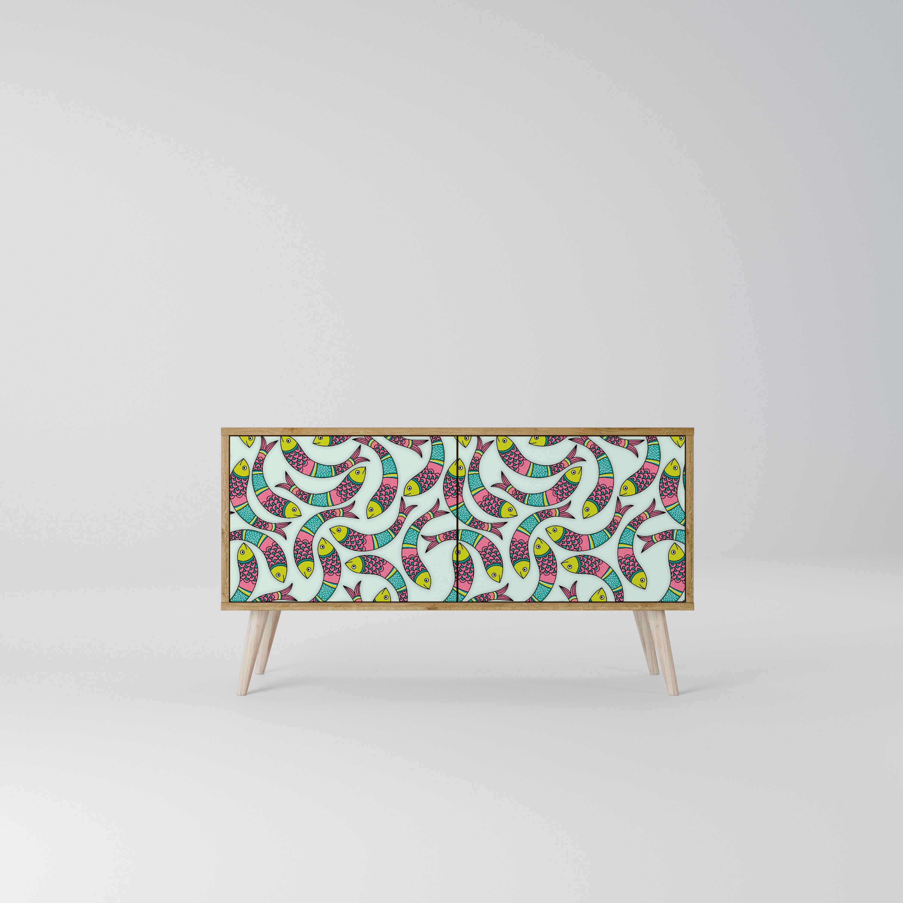 INDIAN FISH Móvel de TV Compacto de 2 Portas