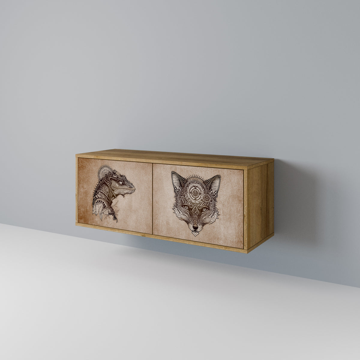 STEAMPUNK CLAN Mueble de TV Compacto de 2 puertas