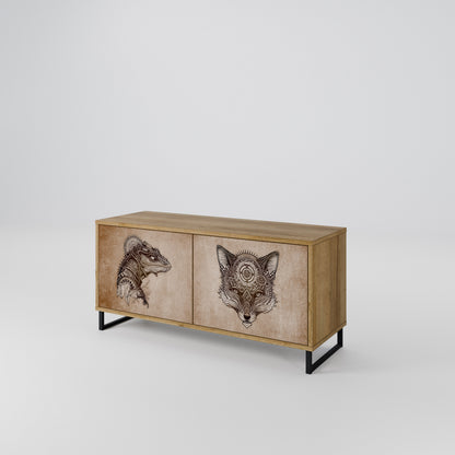 STEAMPUNK CLAN Mueble de TV Compacto de 2 puertas
