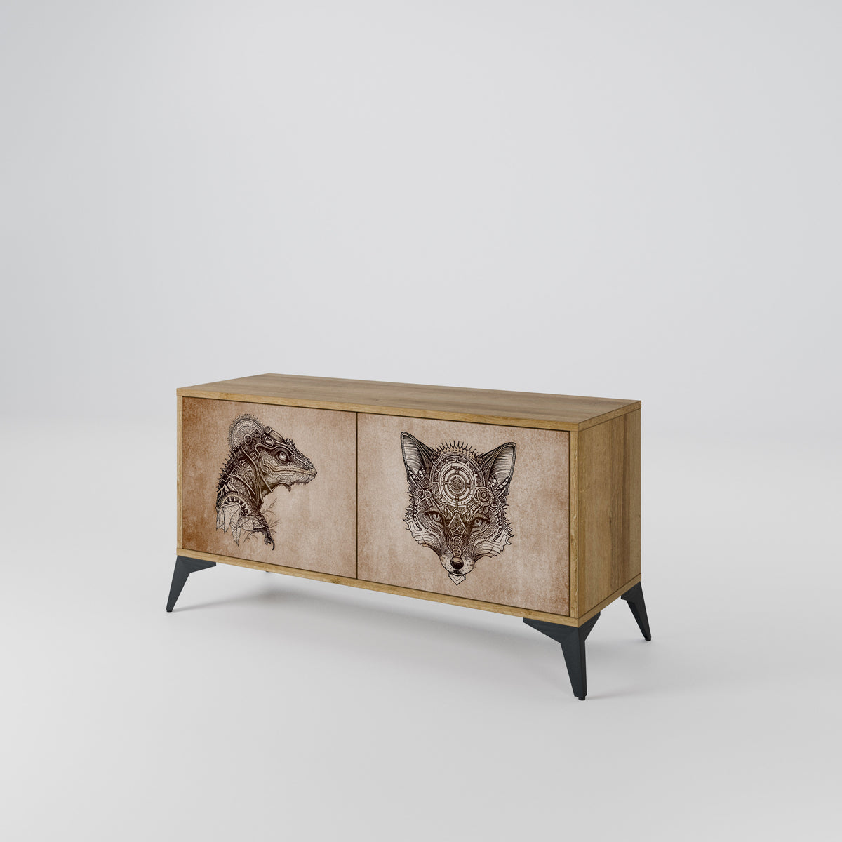 STEAMPUNK CLAN Mueble de TV Compacto de 2 puertas