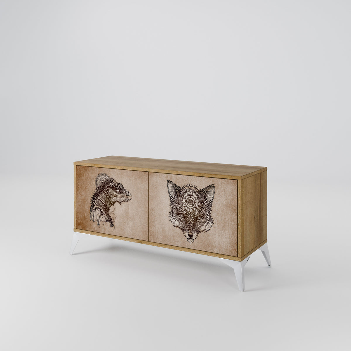 STEAMPUNK CLAN Mueble de TV Compacto de 2 puertas
