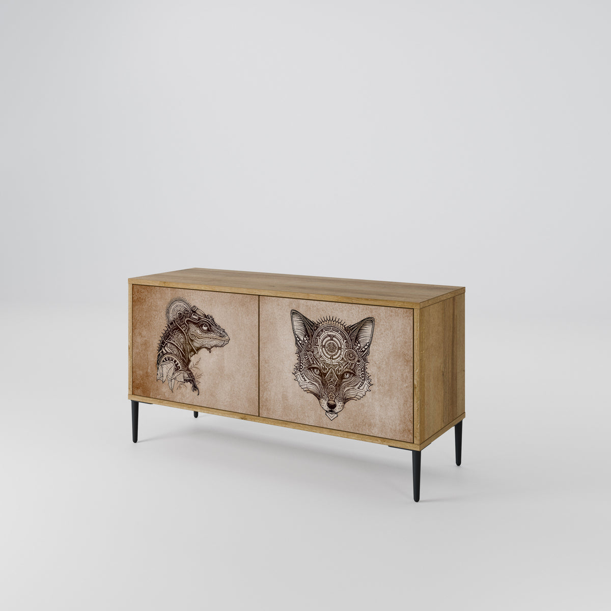 STEAMPUNK CLAN Mueble de TV Compacto de 2 puertas