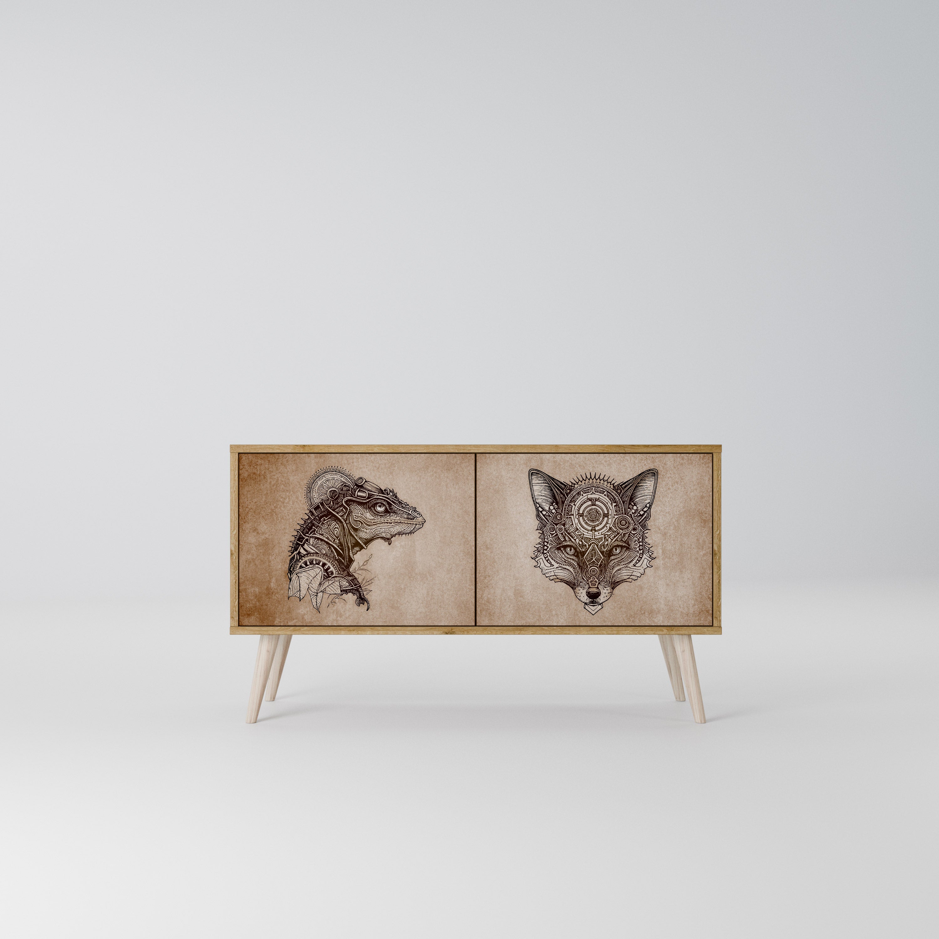 STEAMPUNK CLAN Móvel de TV Compacto de 2 Portas