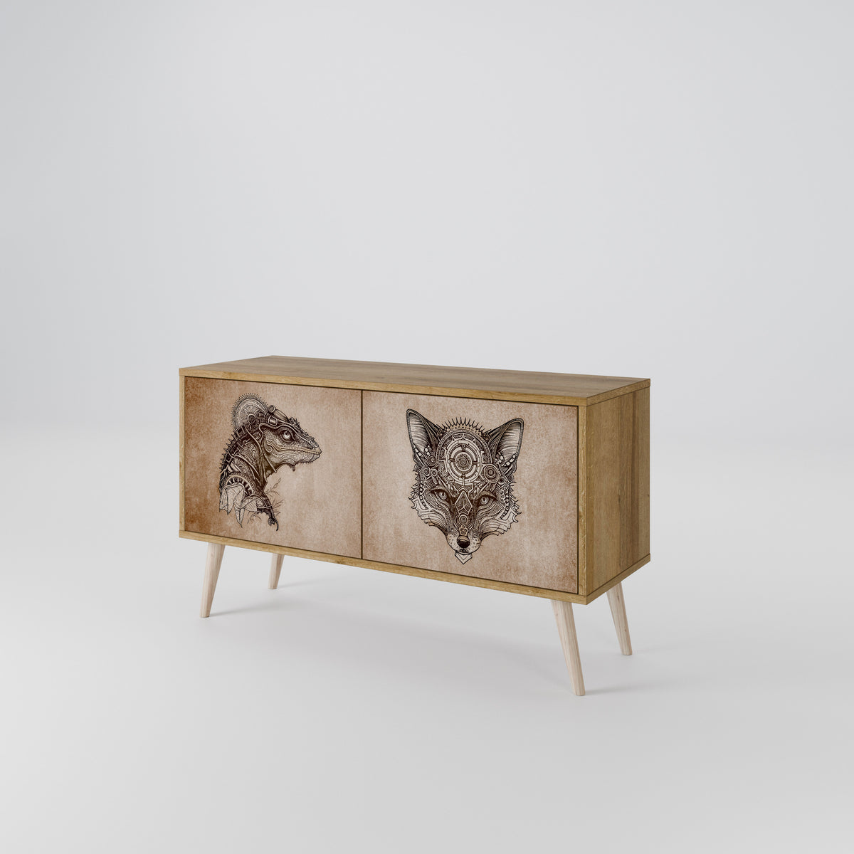 STEAMPUNK CLAN Mueble de TV Compacto de 2 puertas